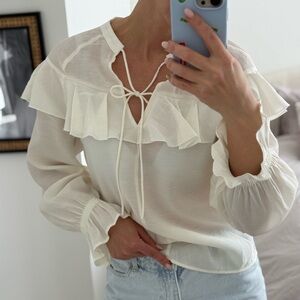 Elegant Cream Ruffle Blouse. Like NEW. Size S. H&M